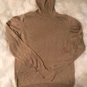 Turtle Neck Women's Sparkly Gold Long sleeve Top petite medium NWT